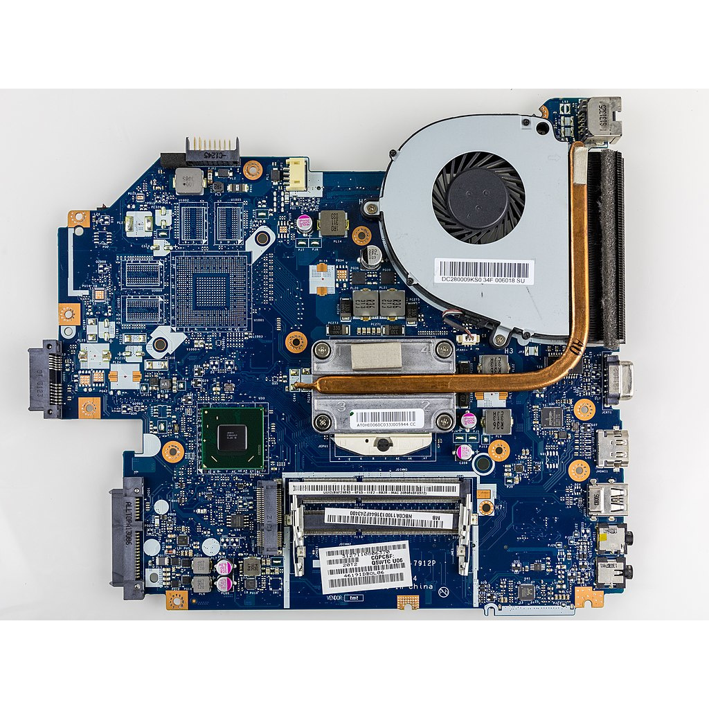 Notebook-Mainboard mit Prozessorkühler